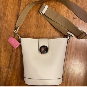 Kate spade white bucket leather purse satchel NWT